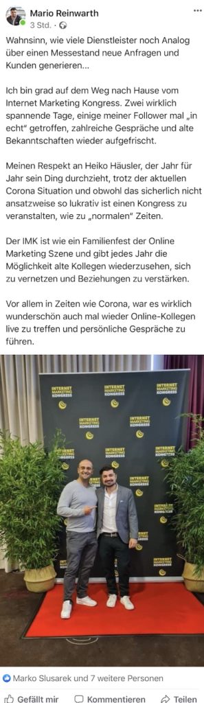 Internet Marketing Kongress 2020 von Heiko Häusler